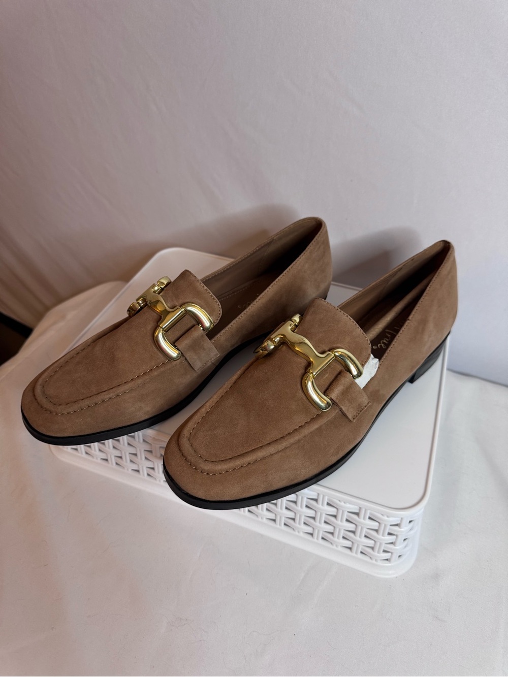 Diba True Size 9 Gold-Accent Loafers for Women-Leather & Suede